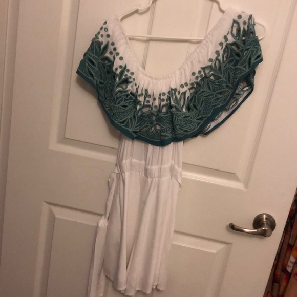 Mara hoffman leaf embroider off shoulder jumpsuit - Picture 5 of 8